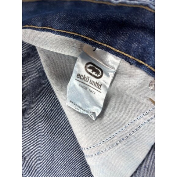 Ecko Unltd Relaxed Fit Denim Shorts Mens 40 Blue Distressed Moto Street - Picture 5 of 9